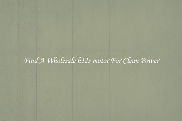 Find A Wholesale h12s motor For Clean Power