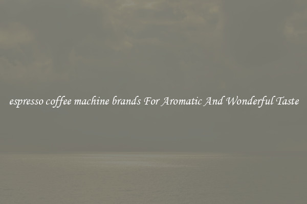 espresso coffee machine brands For Aromatic And Wonderful Taste
