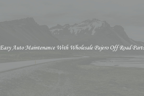 Easy Auto Maintenance With Wholesale Pajero Off Road Parts