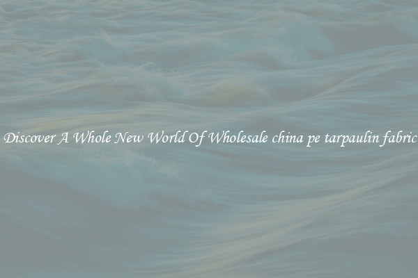 Discover A Whole New World Of Wholesale china pe tarpaulin fabric